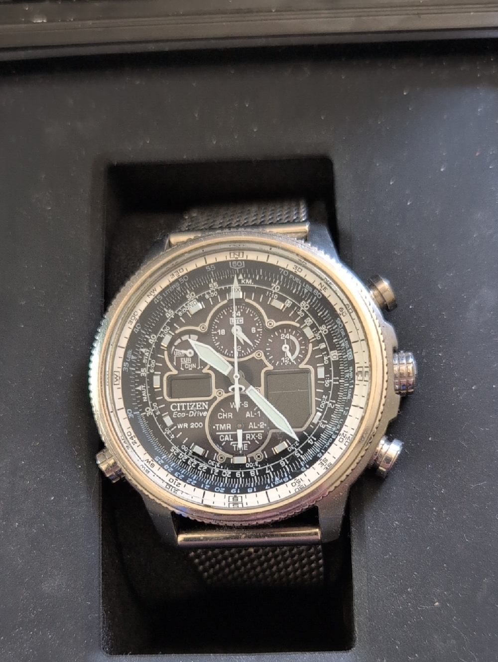 Citizen Pilot Chronograph Watch in Black and Silver